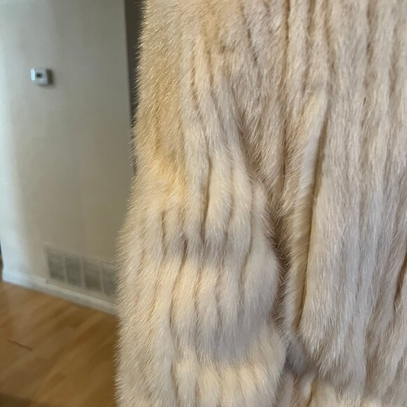 VINTAGE MINK CORDED OXI WHITE CINCH WAIST JACKET SIZE S/M - Picture 5 of 7